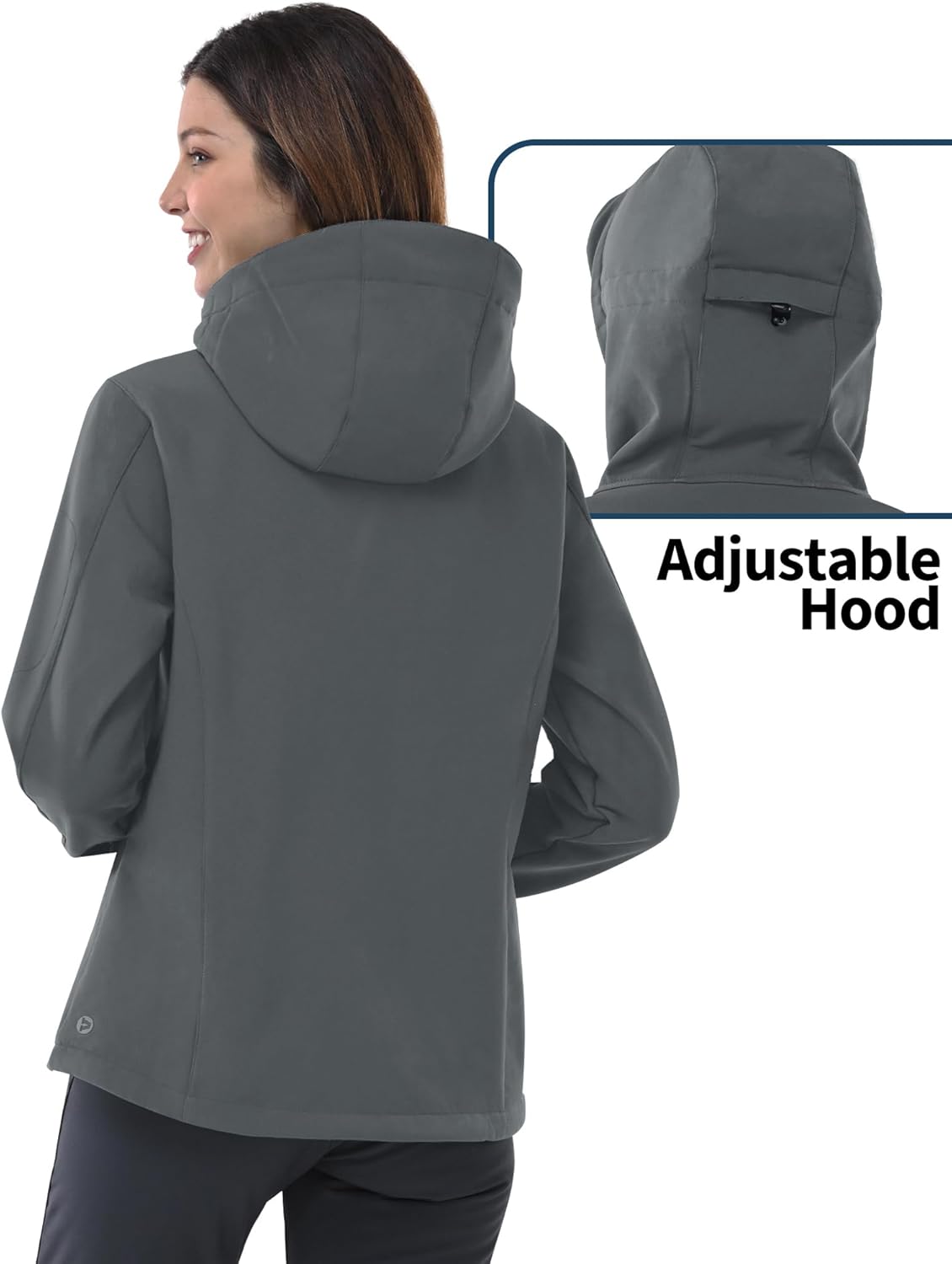 Outdoor Ventures Women's Softshell Jacket with Hood Fleece Lined Warm Lightweight Waterproof Insulated Windbreaker - Image 2