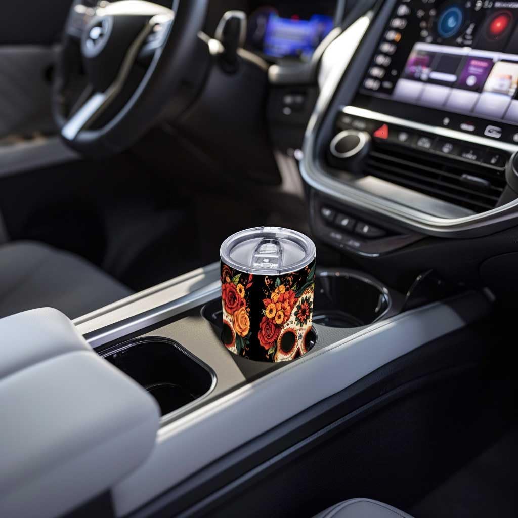 Sugar Skull Rose 20 oz Tumbler, Insulated Stainless Steel, Day of the Dead Halloween Travel Mug, Sugar Skull Gifts for Women & Men, Spooky Witchy Hot & Cold Drink Cup for Christmas & Birthday - Image 7