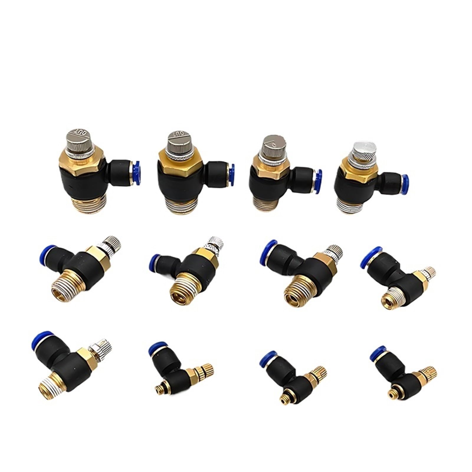 SL Pneumatischer L-Typ-Geschwindigkeitsdurchflussregler, 4–12 mm Außendurchmesser, Schlauchrohr, 1/8 Zoll, 1/4 Zoll, 3/8 Zoll, 1/2 Zoll Außengewinde, Gas-Luftstrom-Begrenzungsventil, Schnellmontage(SL