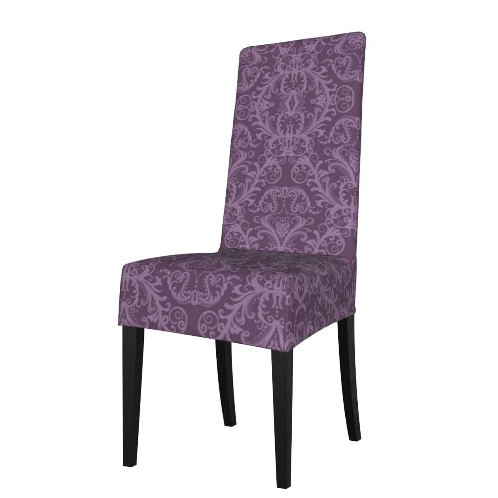 Esasam Purple Printed Dining Chair Protective Cover, Machine Washable, Suitable For Universal Armless Chairs