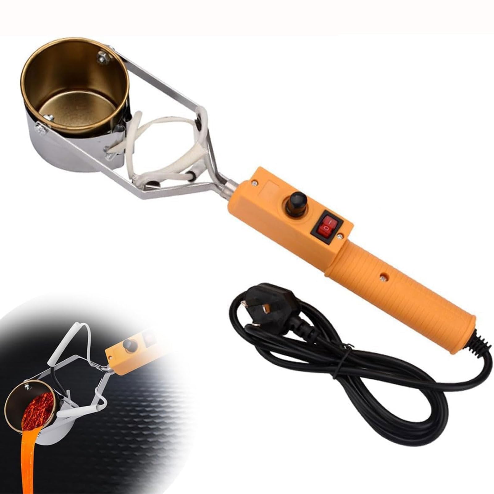 FHRKA Handheld Lead Melting Solder Pot,300W Portable Melting Furnace Soldering Crucible Pot with Handle,Electric Melting Kit for Fishing Weight