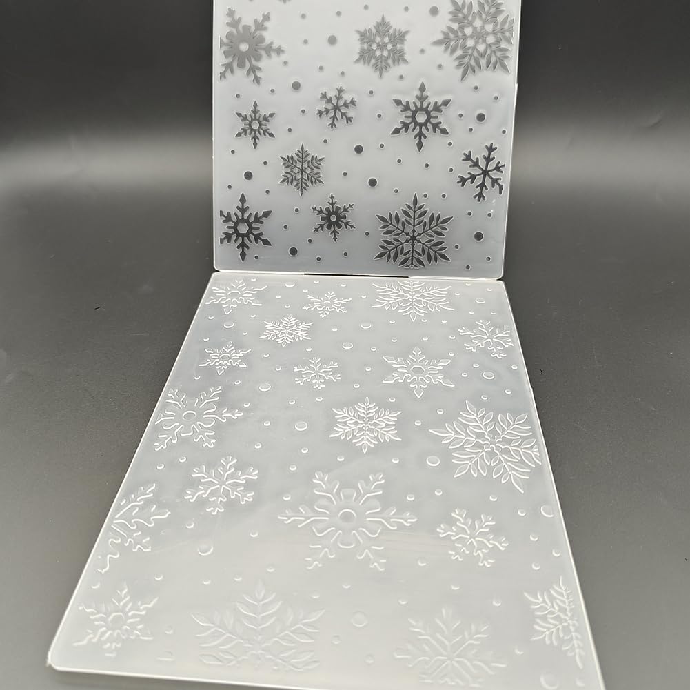 Plastic Embossing Folder 5x7 Inch Beautiful Chirstmas Snowflakes Paper Crafts Plastic Textured Impressions for Card Making Scrapbooking