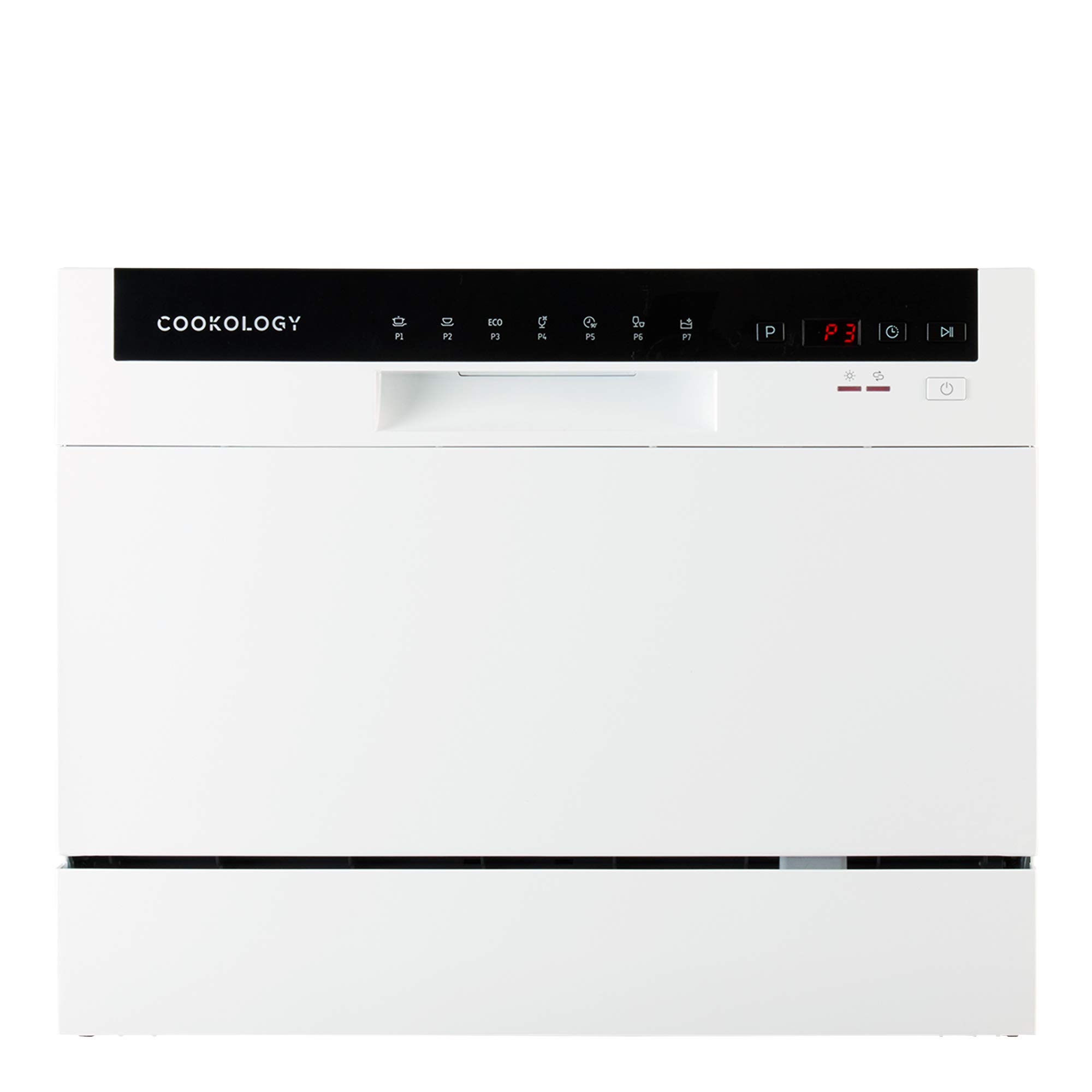 Cookology CTTD6WH Mini Counter Top Dishwasher in White - 6.5 Litre Capacity - Table Top - Compact Design - 6 Drying Settings - 7 Wash Cycles - ECO Friendly Mode