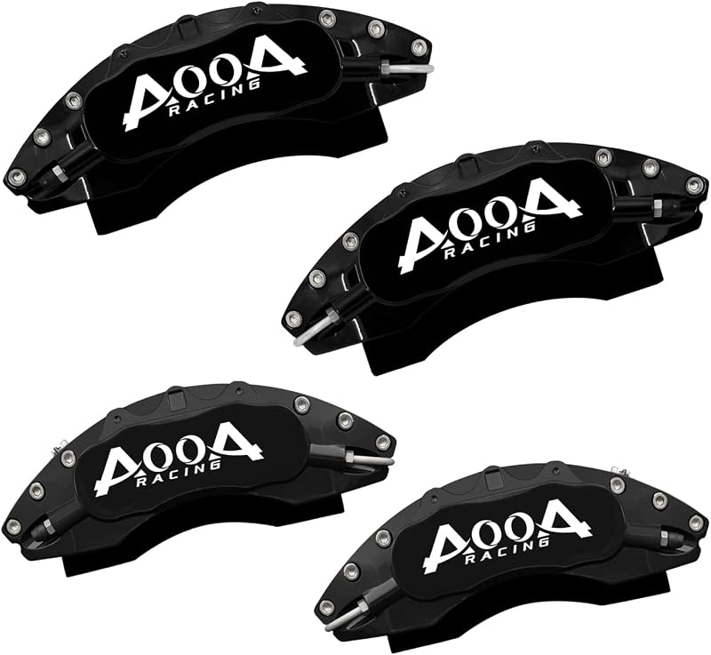 Capas para pinça de freio AOOA em alumínio preto com caracteres brancos para Toyota Camry XSE, RAV4, Venza e Lexus – Conjunto com 4