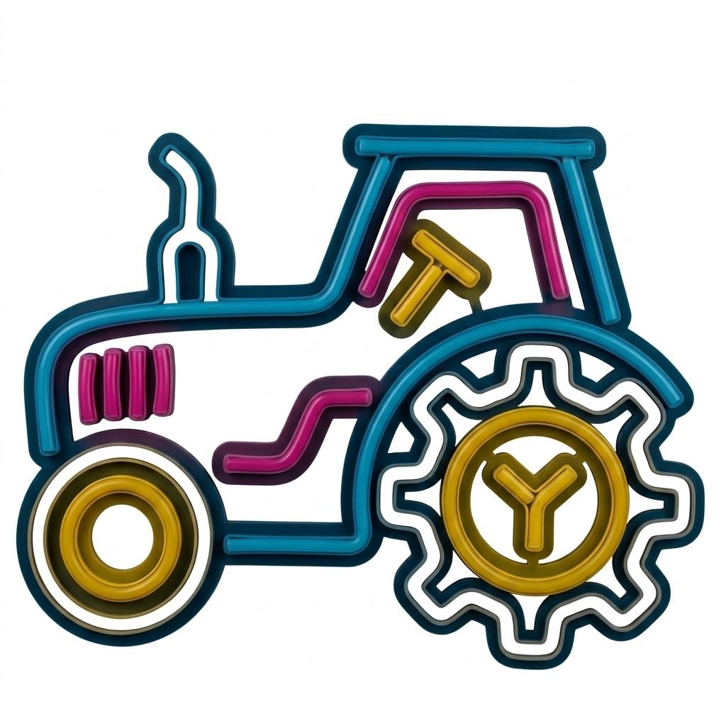 Lámpara de Neón LED Decorativa, Diseño de Tractor, Multicolor, Montaje en Pared medidas 40x40 cm 12 v