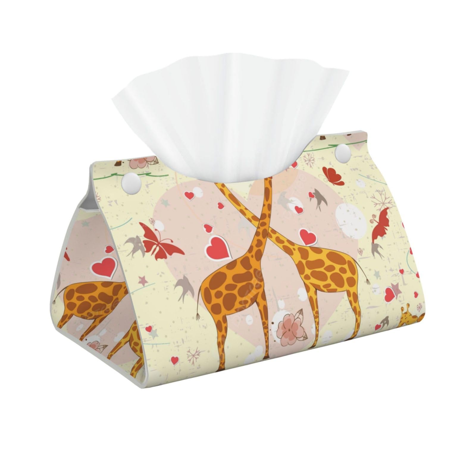 Giraffe Heart Flower Butterfly Print Long Tissue Box Cover Tissue Dispenser Box For Living Room, Office, Car, Bathroom