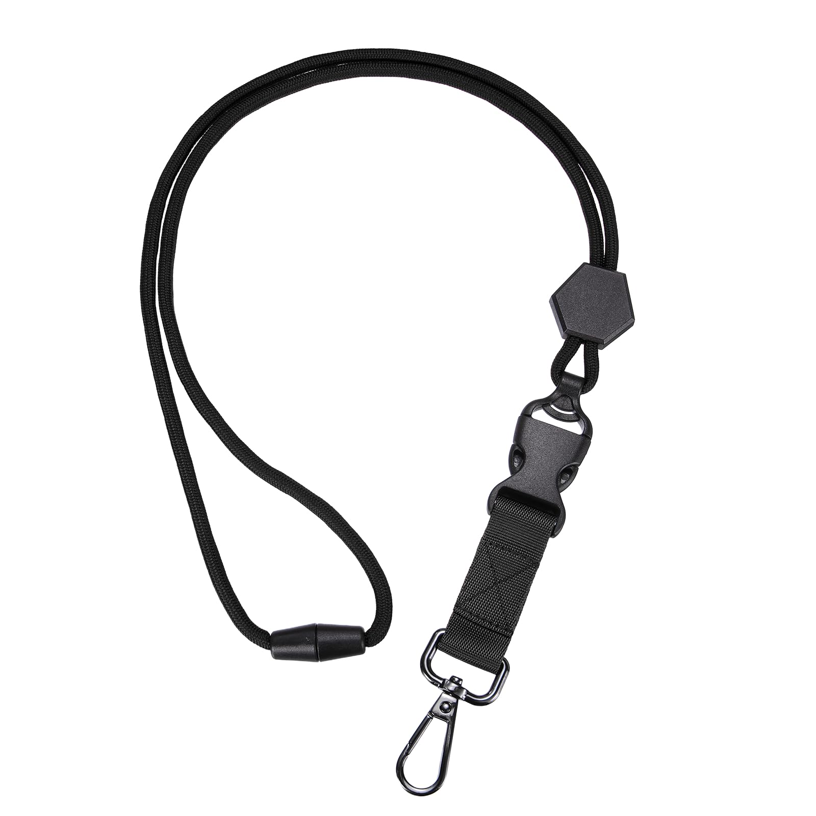 PATIKIL Breakaway Lanyard for ID Badges, Heavy Duty Neck Key Lanyard with Safety Adjustable Buckle and Metal Clip Detachable Hexagonal Cord Keychain for Card Key Badge, Black