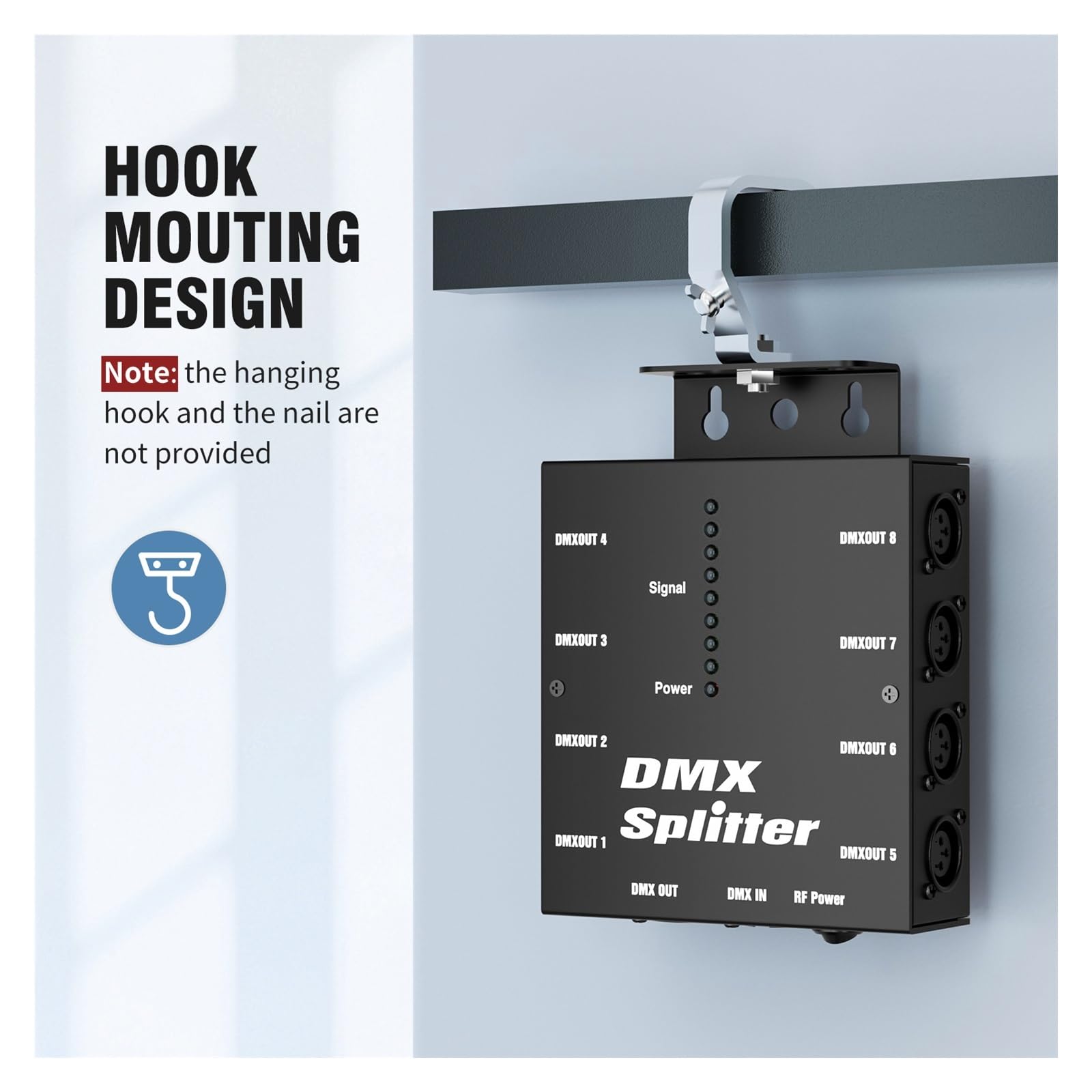 Controlador DMX, Controlador de iluminación LED con divisor DMX aislado 8 vías, amplificador universal ramas salidas 3 pines for señales