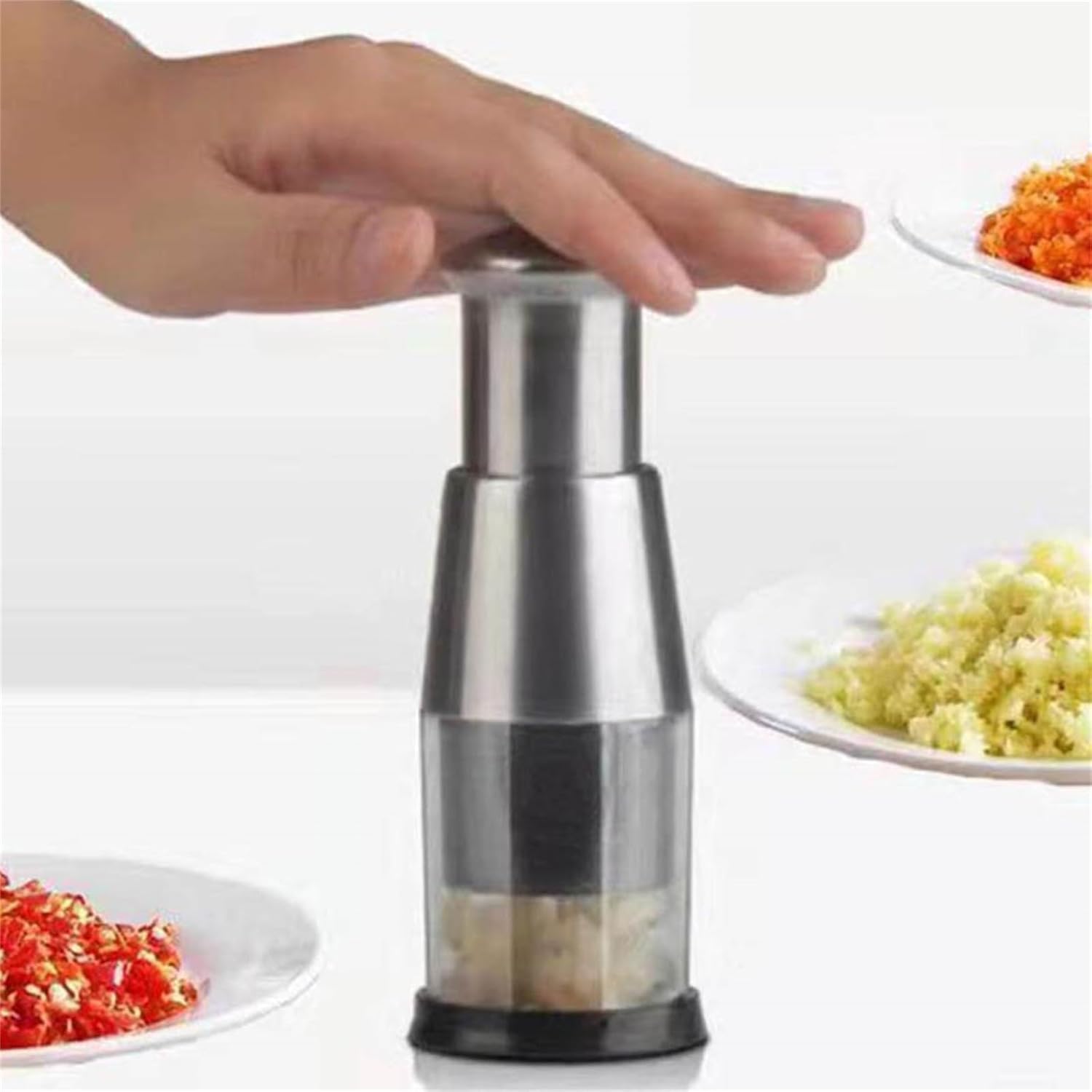 Mini Chopper Garlic Chopper Onion Cutter Garlic Mill Garlic Garlic Press Vegetable Chopper For Garlic Vegetables Manual Garlic Press, 15.8x6.5cm, Silver