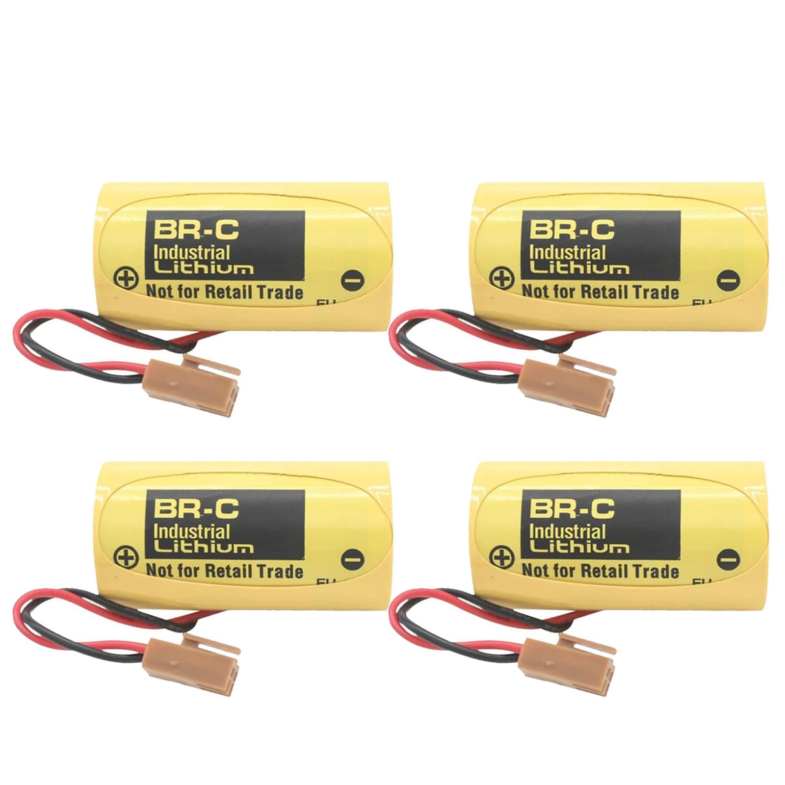 [4 Pack] 3V BR-C PLC Battery for A02B-0120-K106 BR26500 A98L-0031-0007, 5000mAh Non-Rechargeable Battery