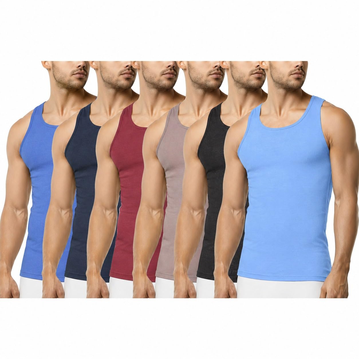 Pack of 3 Men's Vest 100% Cotton Classic Slim Fit Summer Undershirt – Adults Sleeveless Gym Training Tank Tops Plus Size UK-image-27