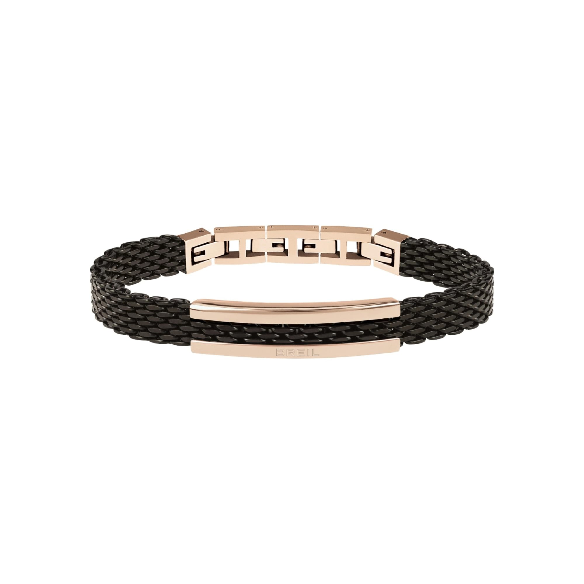 Breil, Collezione Snap, Bracciale Uomo Elegante e Moderno, in Maglia Milanese IP Black, con Placchetta in Acciaio, Lunghezza Regolabile 17.5-21 cm