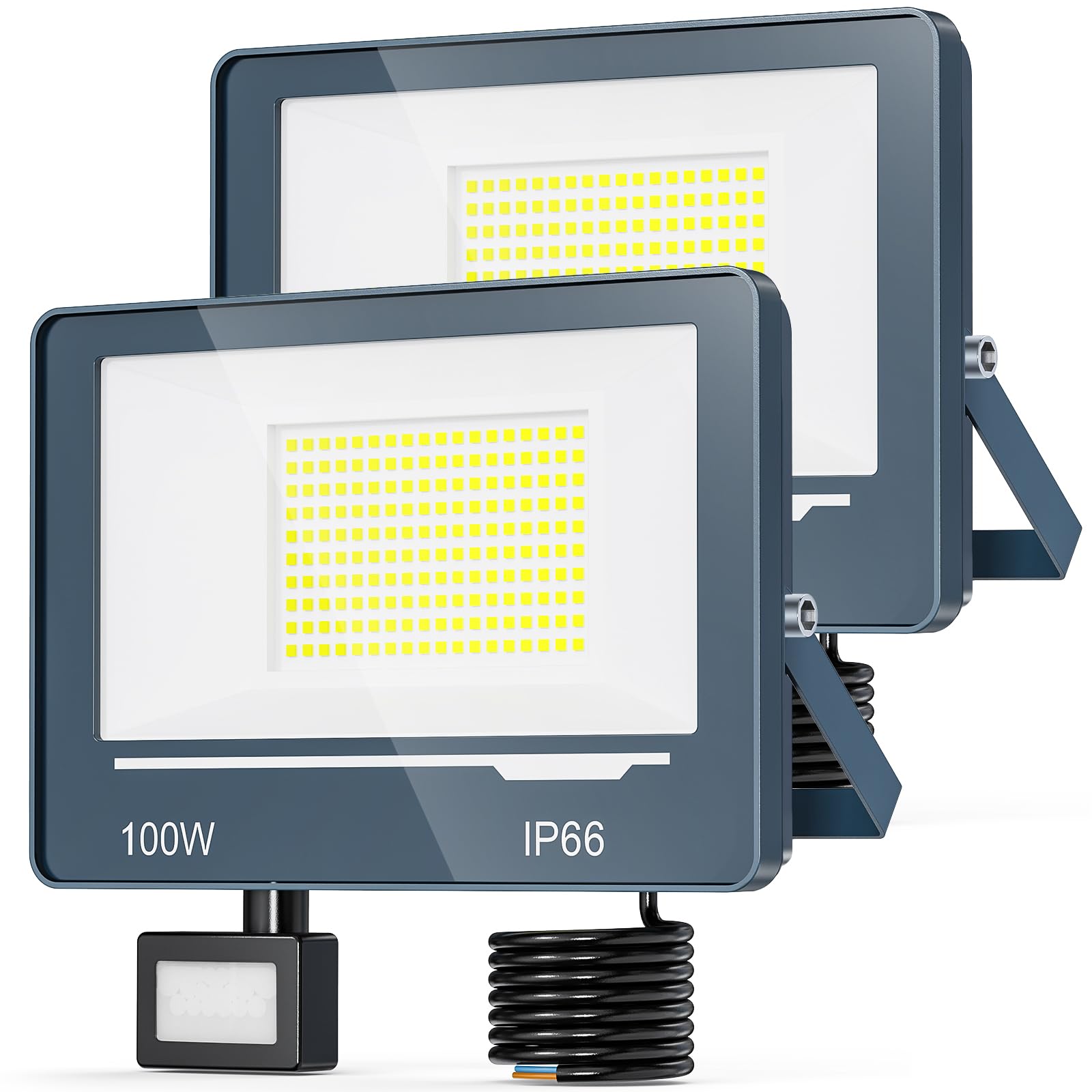 LED Strahler mit Bewegungsmelder Außen 100W 10000LM 1 Stücke - IP66 Wasserdicht LED Scheinwerfer 230V mit Bewegungsmelder Außen, 6500K Fluter Flutlichtstrahler Aussenstrahler für Garten