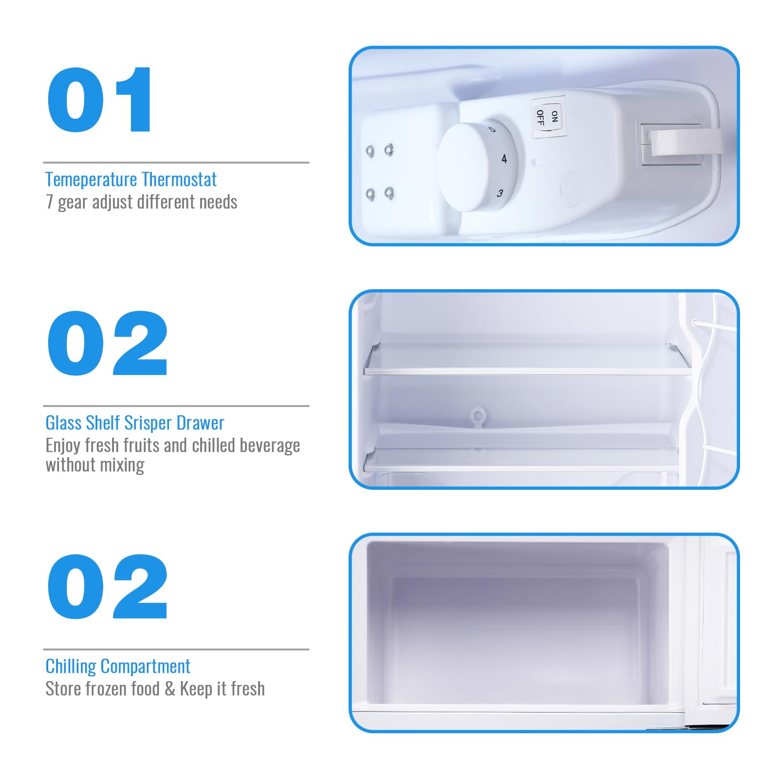 WANAI 3.5 Cu.Ft Mini Fridge With Freezer Small Retro Dual Door Refrigerator Freestanding Compact Refrigerator With Freezer 2 Door Mini Fridge For Bedroom, Dorm, Office, Cream, Yellow on Fridge.com - View 5