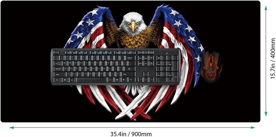 XXL Professional Large Mouse Pad & Computer Game Mouse Mat (35.4x15.7x0.1IN, US Eagle) - 2