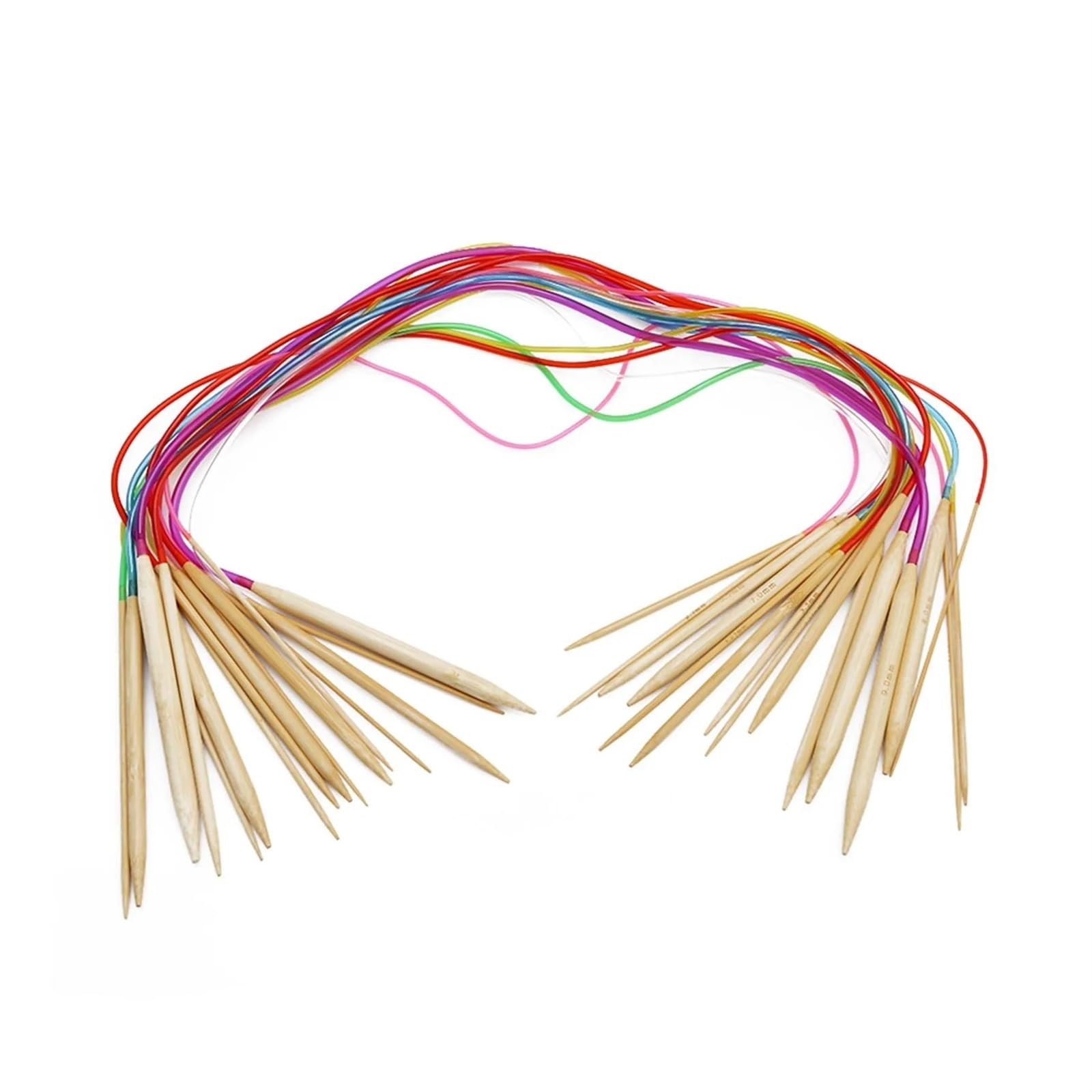 Knitting Needles 18 Sizes Multicolor Bamboo Circular Crochet Knitting Needles Set Needle Punch(Colorful 80cm)