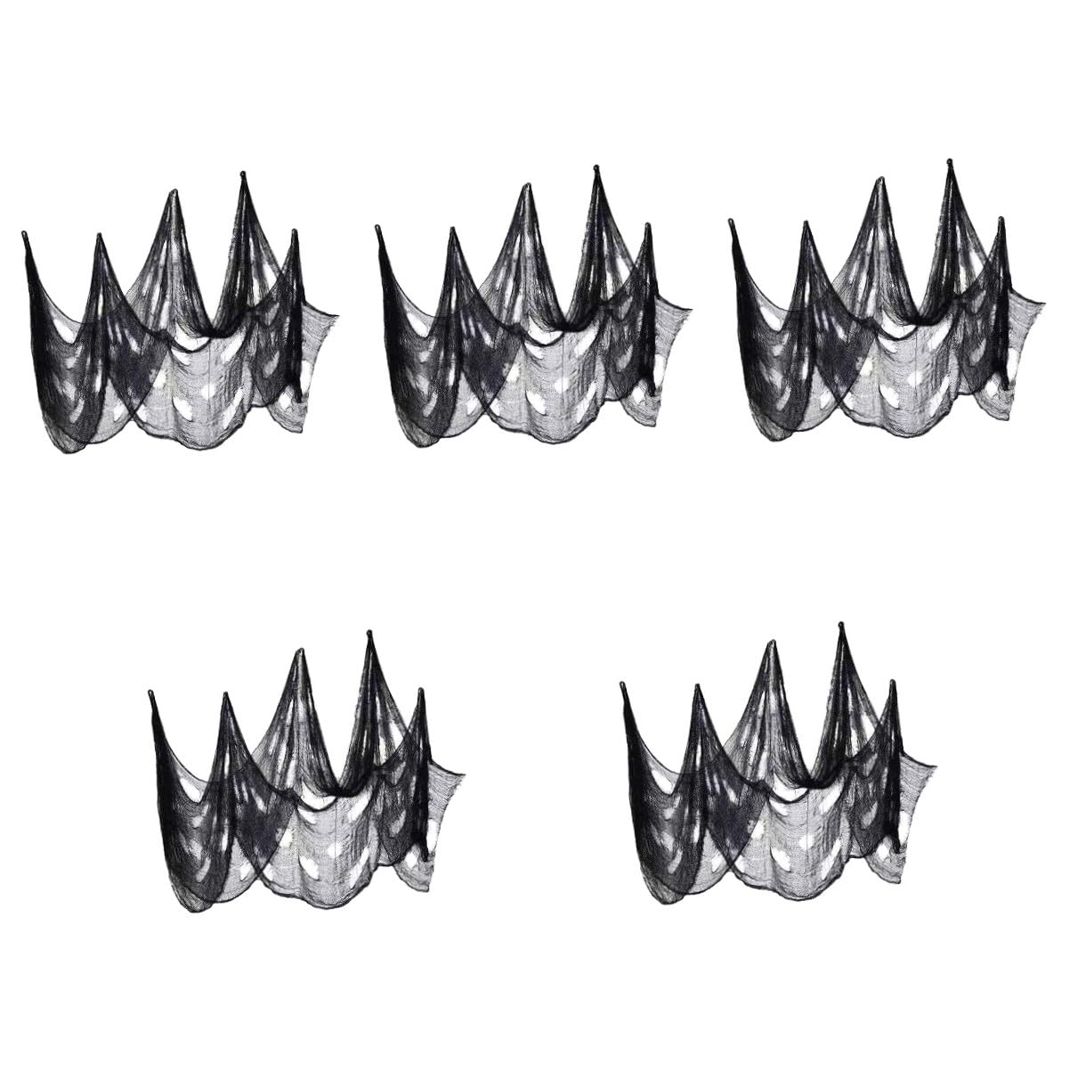 Uonlytech 5 Pezzi Decorazione Halloween in Poliestere Nero Rete Spaventosa per Addobbi Giardino, Leggera e Resistente, per Ingressi e Cancelli Festivi