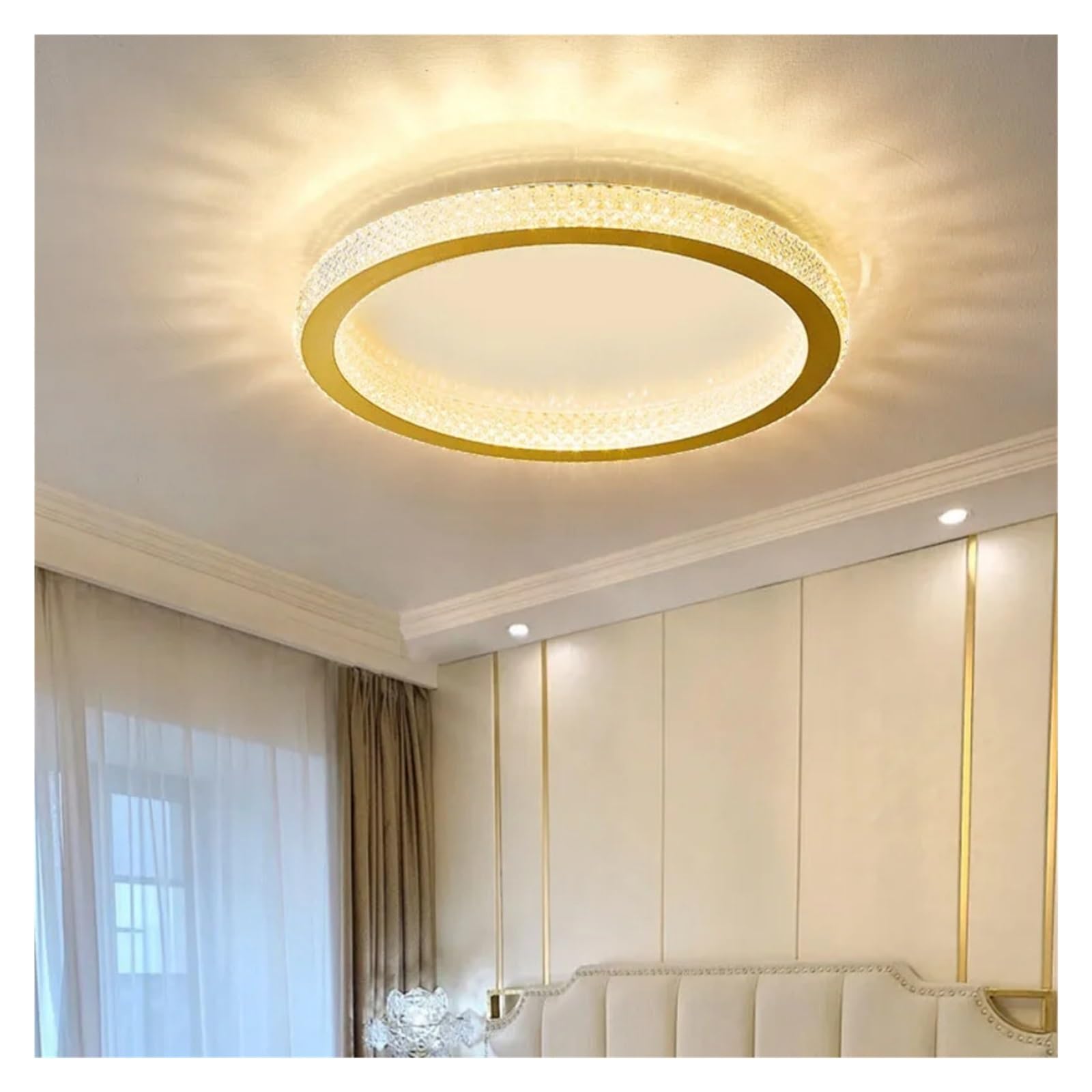 ZTCHSENZT Modern LED Ceiling Lamp Compatible with Bedroom Living Dining, Indoor Home Decoratioan Lighting Fixture,Lighting Wall Sconce, 50cm, Gold, zq-122901,Gold-50cm