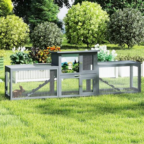 Extra-Large 2-Story Outdoor Rabbit Hutch Dual Runs,
