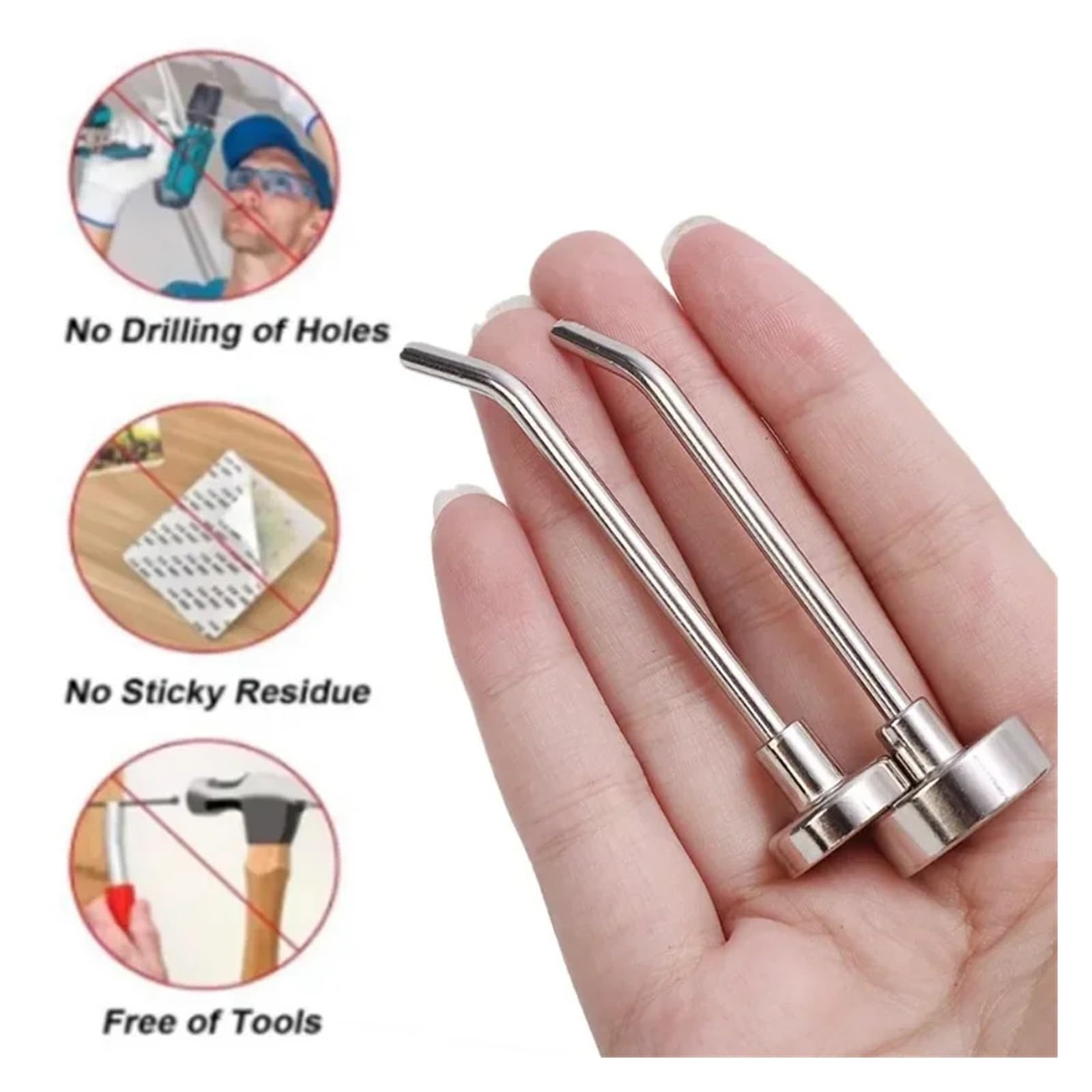 Genérico 10-20 ganchos magnéticos de ángulo recto resistentes, sin perforaciones, for colgar en la pared, ideales for cocina y el baño(S,20PCS)