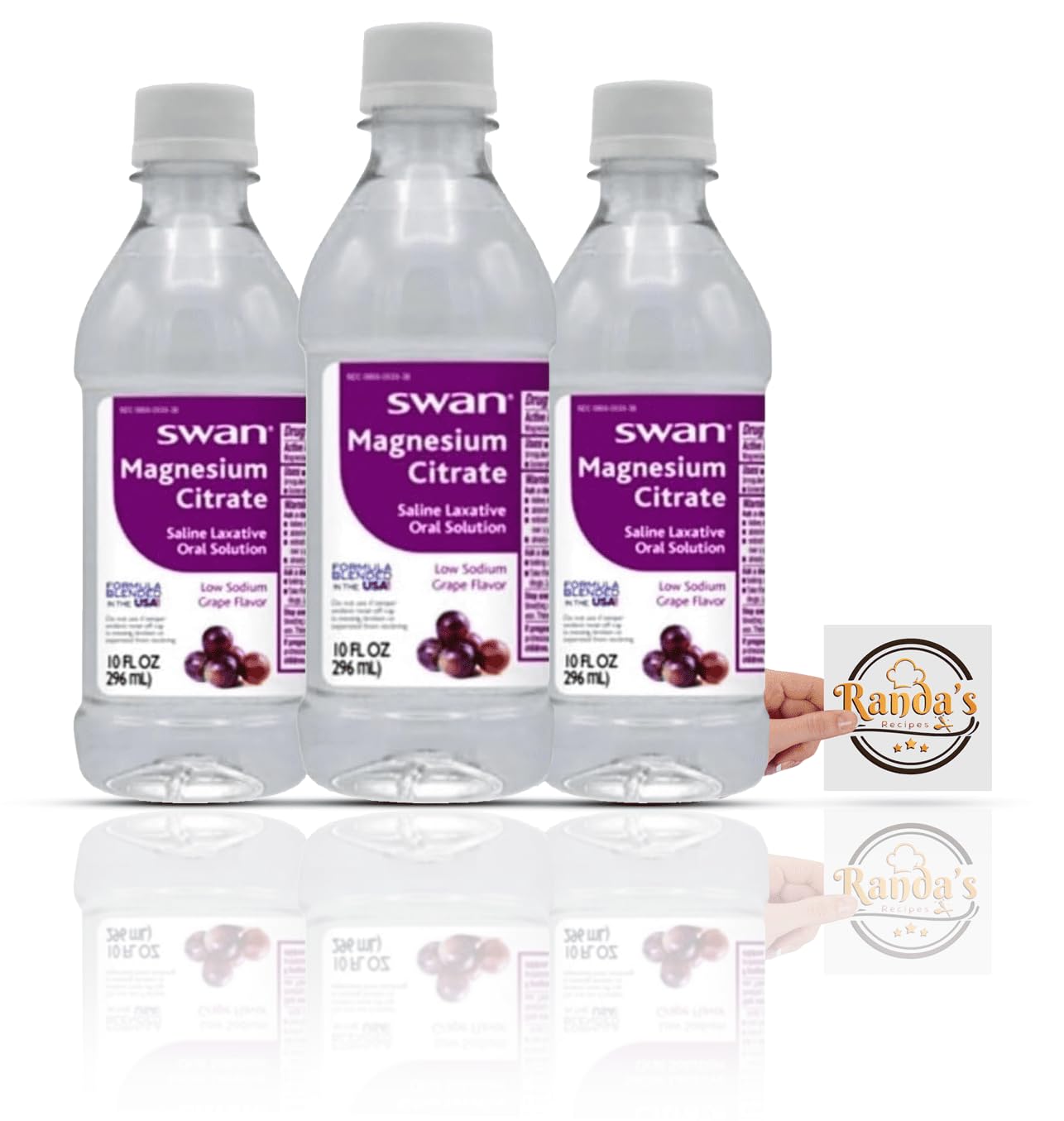 Randa's Recipes Swan Magnesium Citrate Saline Laxative - Grape (3-Pack) with Card