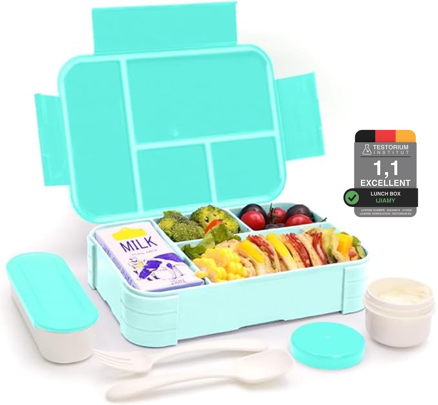 IJIAMY Brotdose Kinder mit Fächern, Bento Box Kinder, Auslaufsicher Lunchbox Kinder, Brotbox für Mädchen & Jungen, Snackbox, Perfekt für Schule, Kindergarten & Ausflüge
