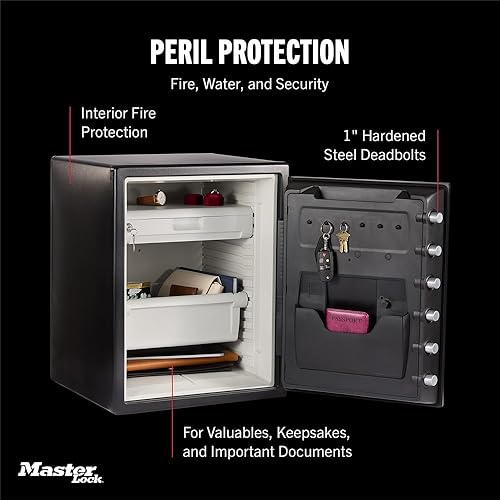 Miniatura 7 de Master Lock Caja fuerte ignífuga e impermeable de acero negro con teclado digital, 2.0 pies cúbicos, STW205GYC