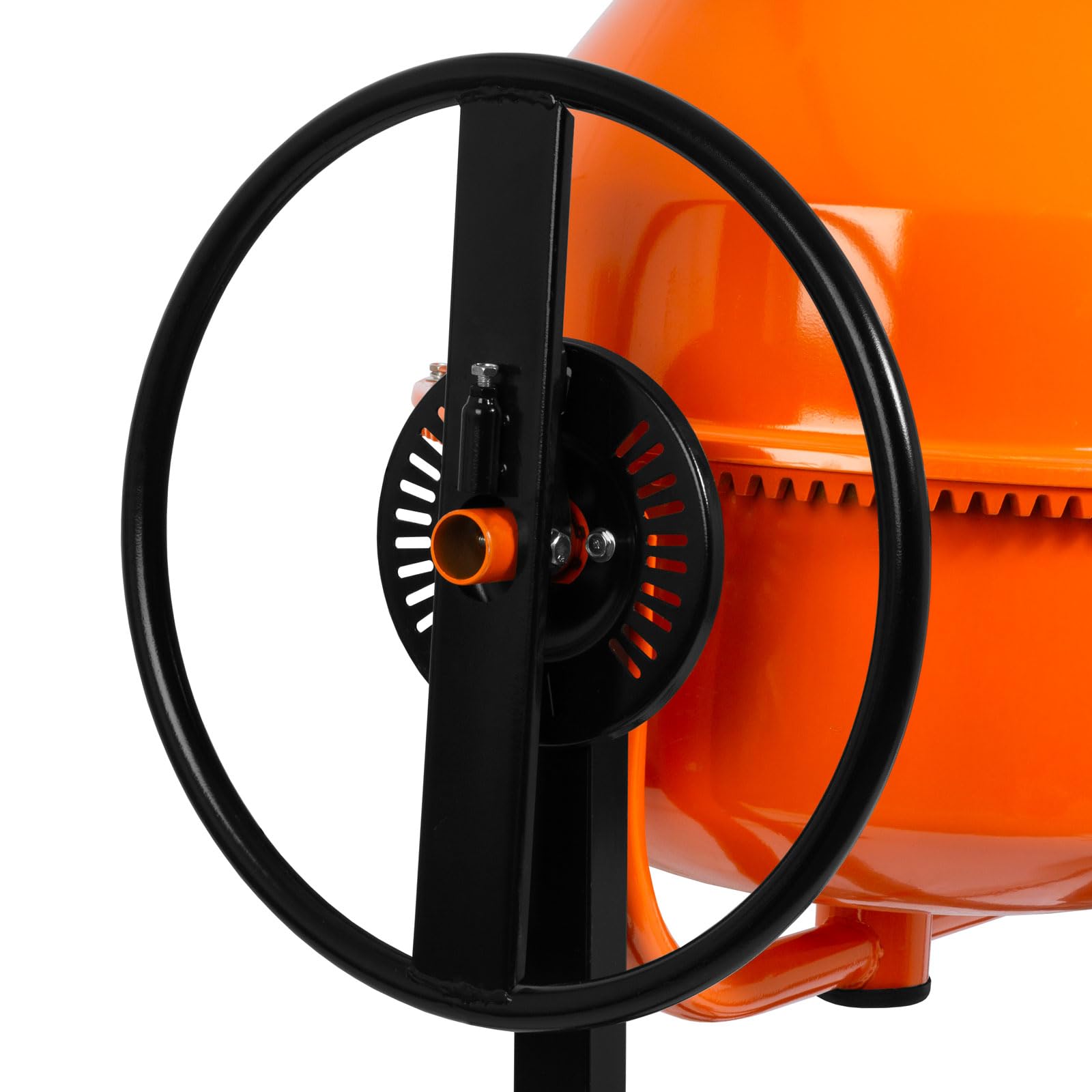 EBERTH 140L Bétonnière essence mobile, moteur essence 6,5 CV, 4 temps, châssis, tambour et couronne dentée en acier, volant blocable, large repose-pieds, bétonnière professionnelle, tambour pivotant