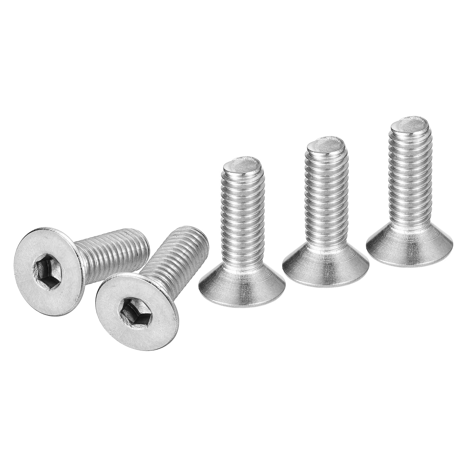 DTGN M5-0.8 x 16mm Flat Head Socket Cap Screws, 100 Pack 304 Stainless Steel Hex Socket Flat Head Screws, Full Thread