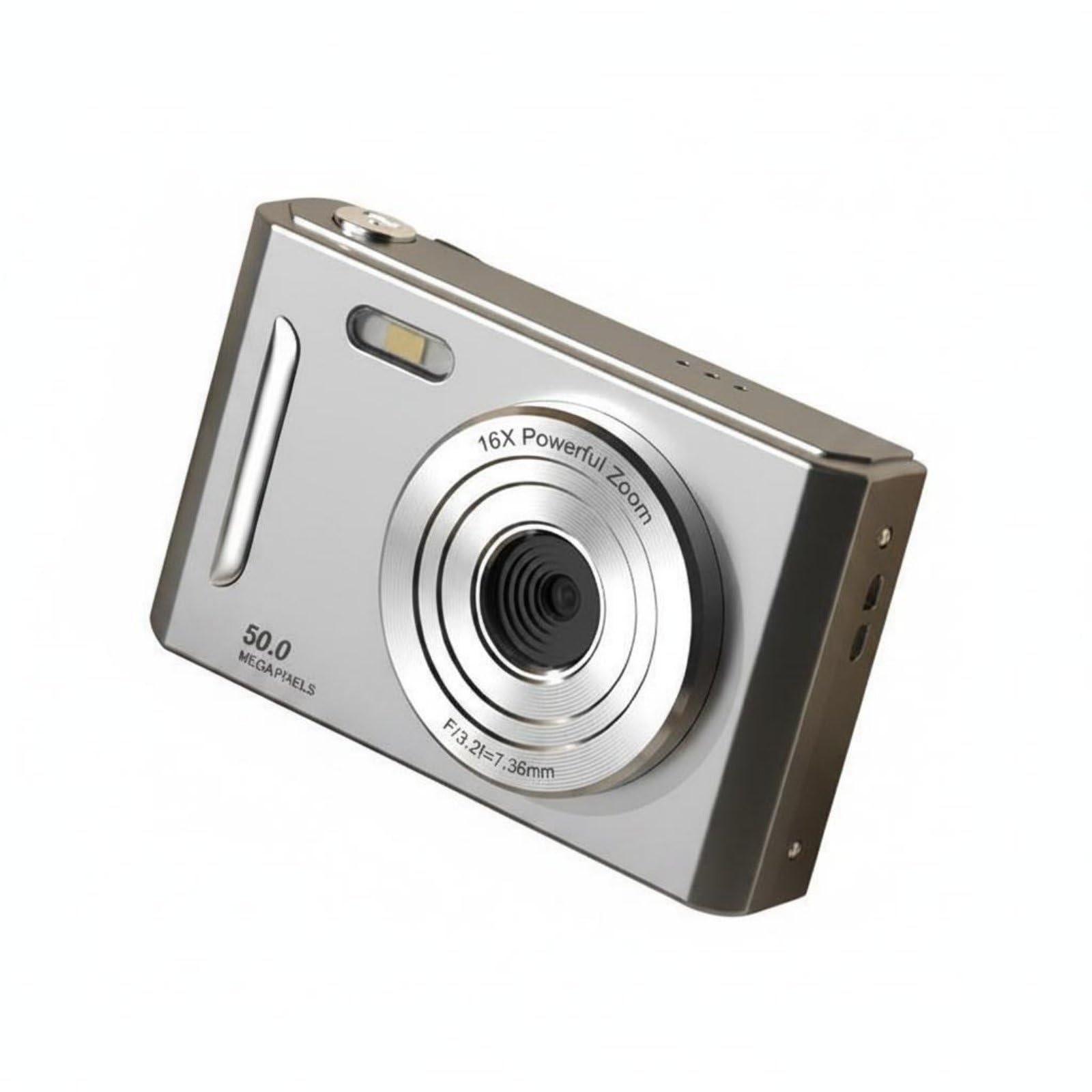 1080P HD Recording Retro Sensor Camera Anti-Stabilization Compact Digital Camera Built-in Flash Photography Equipment 50 Megapixels for Students, Teens, Beginners, Travel, Silver, No Card-picture-30