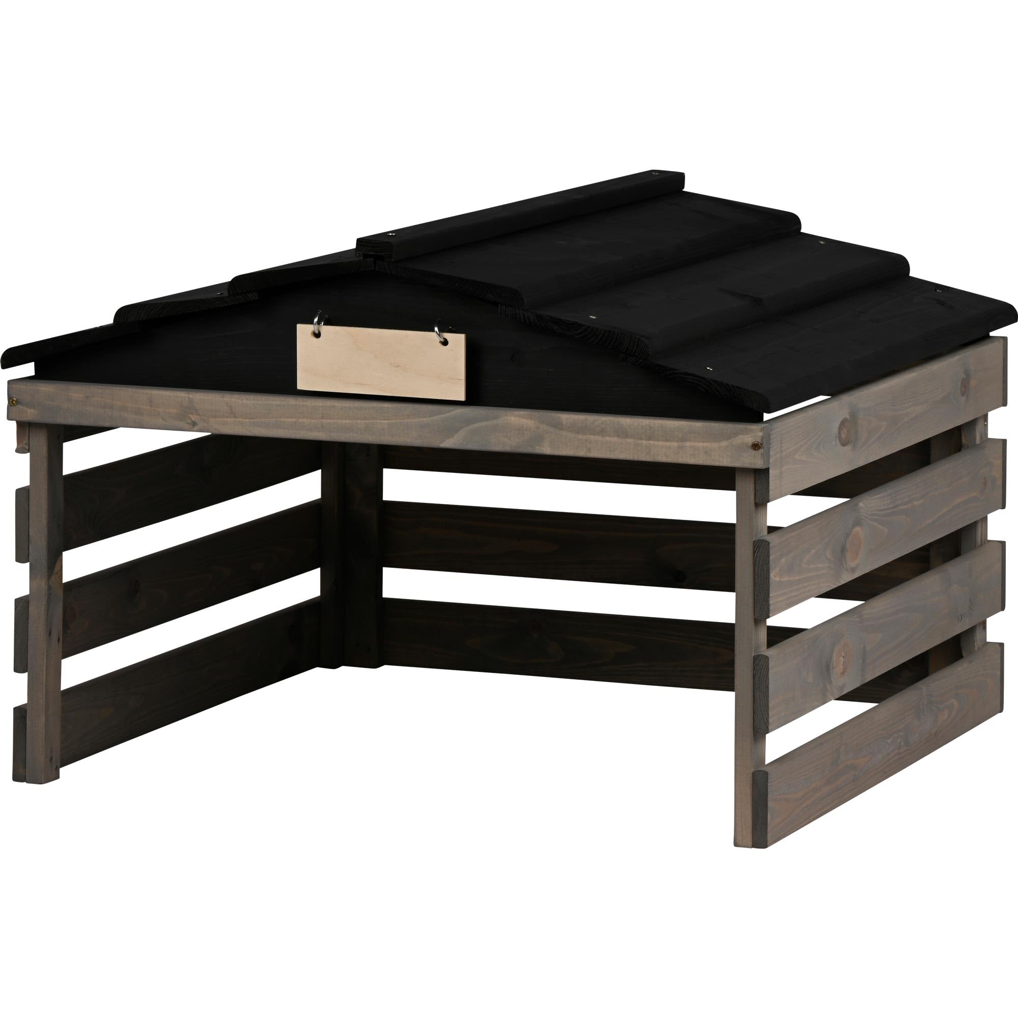 dobar Garaje para Robot cortacésped de Madera con Techo extraíble, con Escudo Personalizable, 78,5 x 74 x 52,5 cm, Gris/Negro