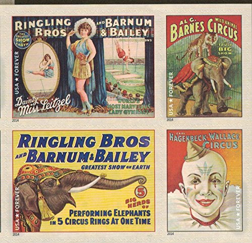 USPS Vintage Circus Posters, Forever U.S. Postage Stamps, folha de 16