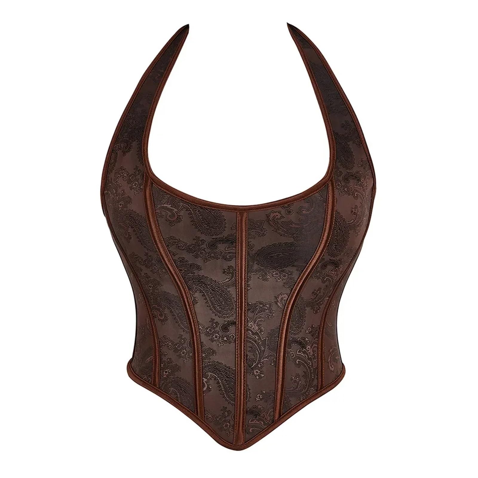 Corset marron à bretelles style vintage pour sublimer une tenue de festival