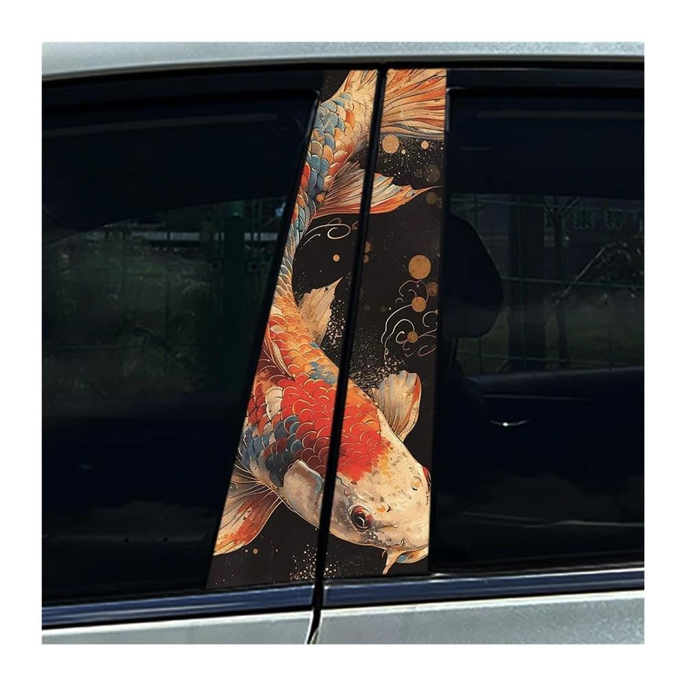 Body Parts 2PCS Auto Center Column Decals Graffiti Koi Carp Tiger Dragon Car B Pillar Sticker Waterproof(G)