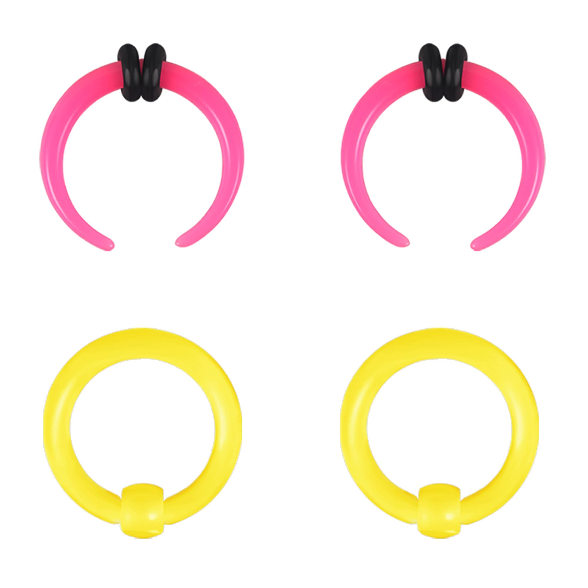 ZS 2 Pairs Acrylic Septum Taper Pincher Ring, 12G 10G 8G 6G 4G 2G 0G Buffalo Horseshoe Captive Bead Nose Ring Stretcher Expander for Stretching Pierced Nose Ear