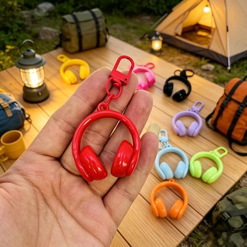 6-Piece Colorful Headphone Keychain Set – Cute & Stylish Women’s Bag Charm, for Friends, Birthday & Holiday Decor (Random Colors) image 3