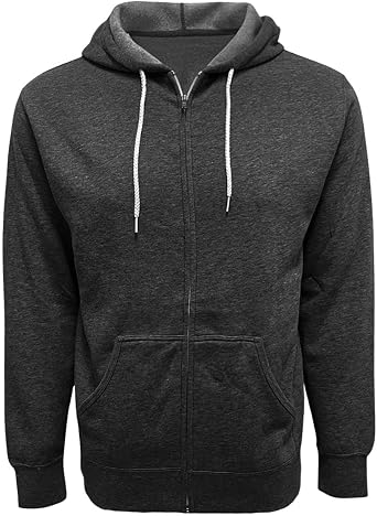 URBANJ Mens Lightweight Zip Up Hoodie Slim Fit Fleece Full Zip Jacket