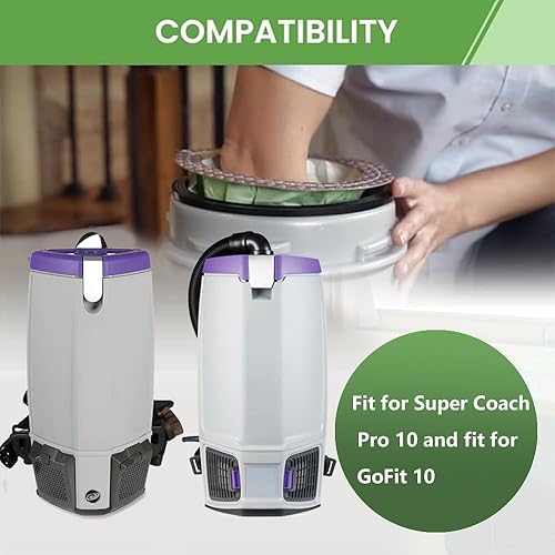 Miniatura 2 de Paquete de 20 bolsas de aspiradora de mochila 107313 compatibles con aspiradora ProTeam de 10 cuartos de galón, repuesto de pieza #107313 con cuello