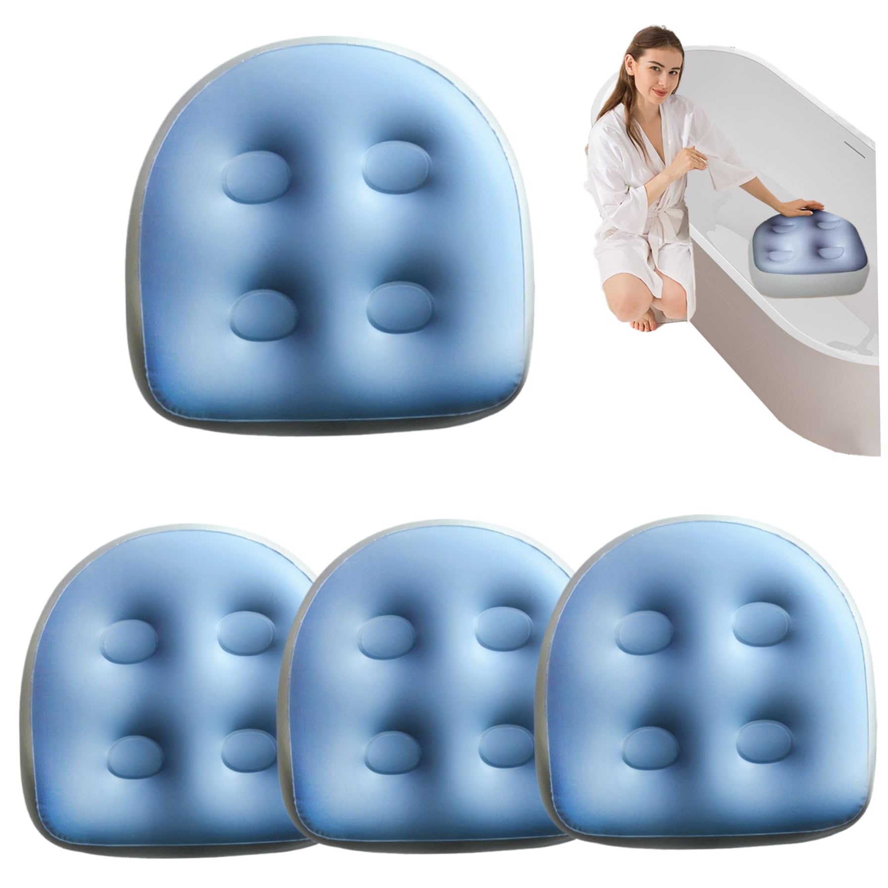Asiento Elevador de 4 Piezas, Asientos inflables cómodos Antideslizantes de PVC de 18, 5x14, 6x5, 9 Pulgadas, Elevador Inflable Impermeable para Piscina, hogar, SPA, Asientos de