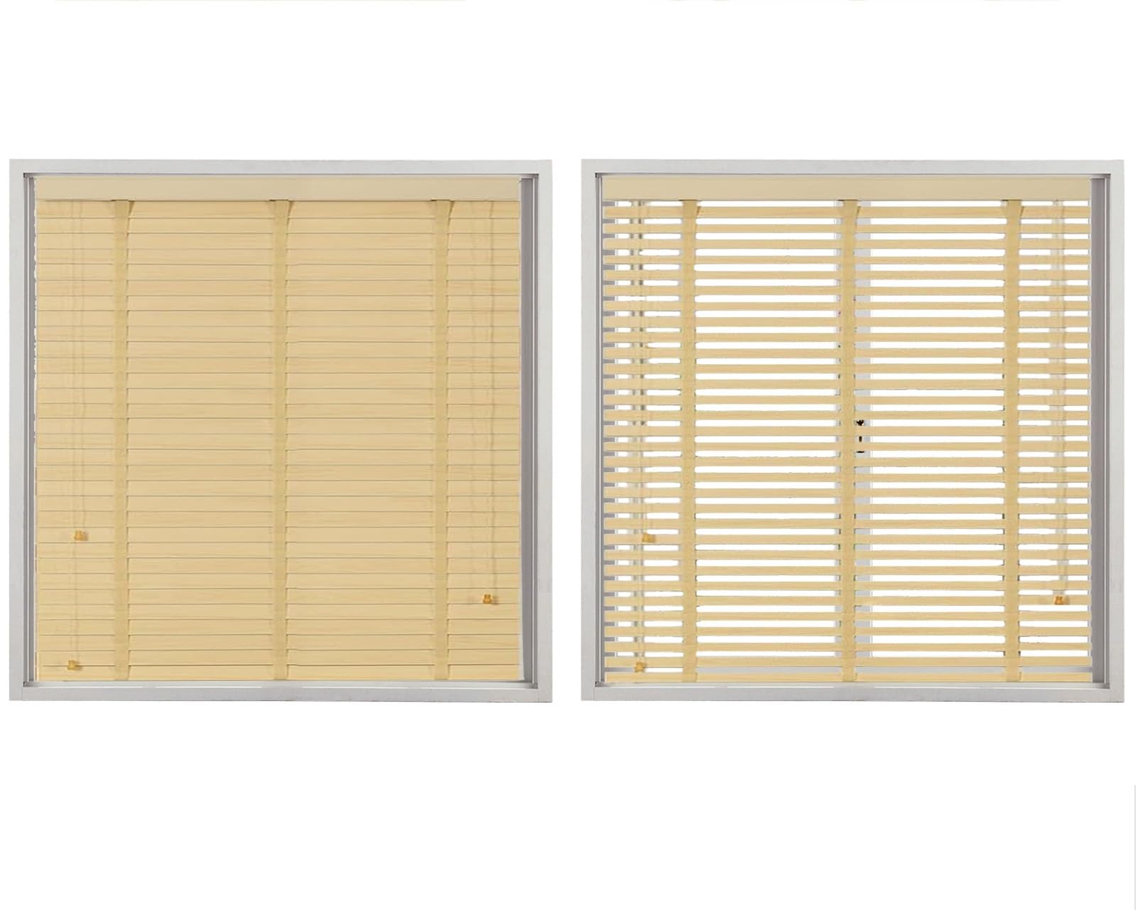 2" Slats Horizontal Venetian Blinds Wooden Window Shades Blackout Privacy Blinds 22" 28" 32" 40" 48" 56" 60" 66" Wide Cordless Room Darkening Blinds For Bedroom,Kitchen,Office(Primary Colors)