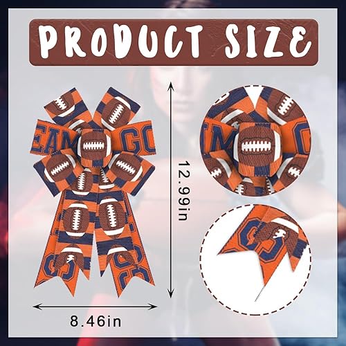 Miniatura 2 de 2 lazos de fútbol para corona de Super Bowl, lazo de corona de fútbol para decoración de fiesta de fútbol, día de juego, arco de corona deportiva