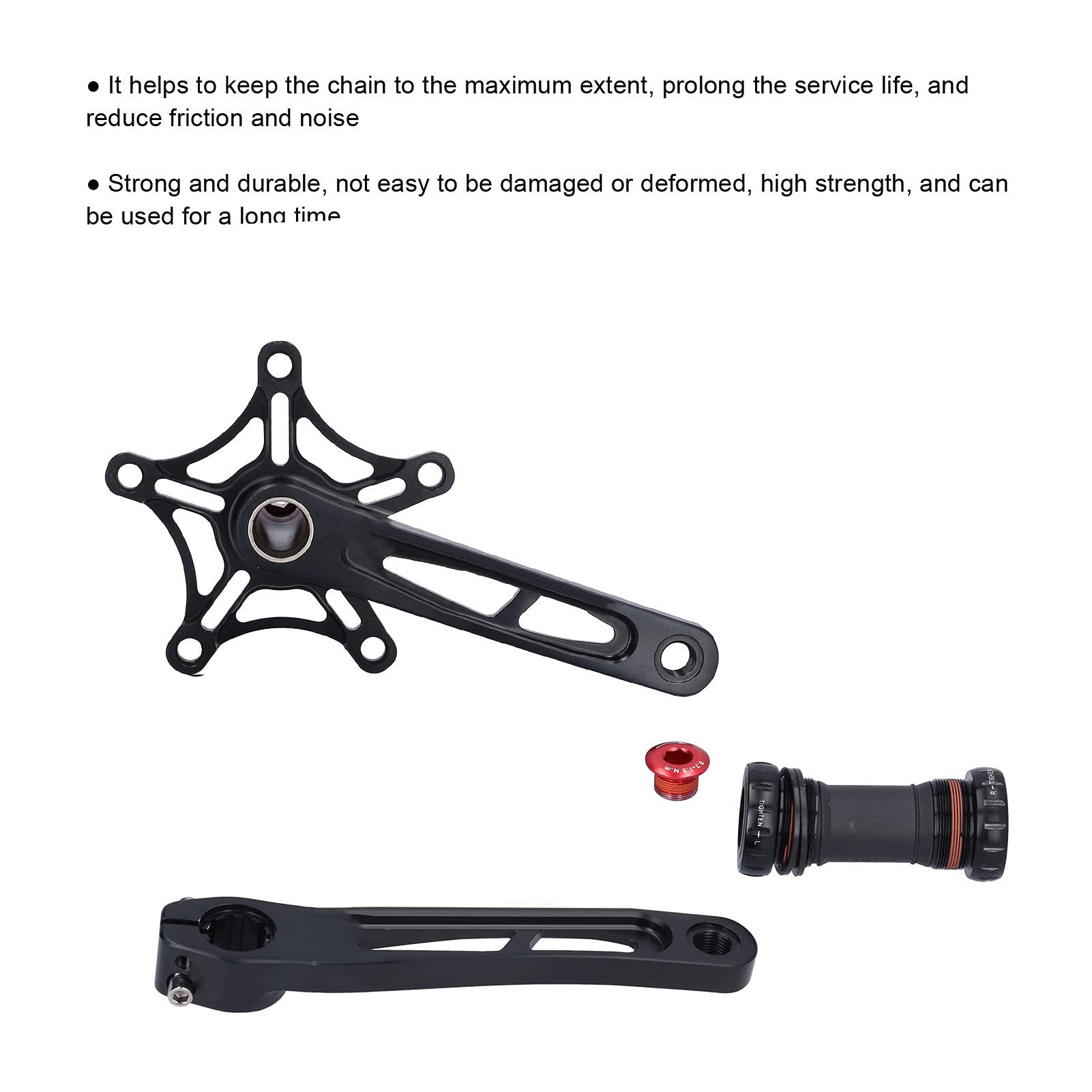 CHICIRIS Guarnitura MTB 130mm Square Taper, Bici da Strada One‑Piece 130BCD Guarnitura Bici Pieghevole in Lega di Alluminio con Pedivelle Cave(Nero)