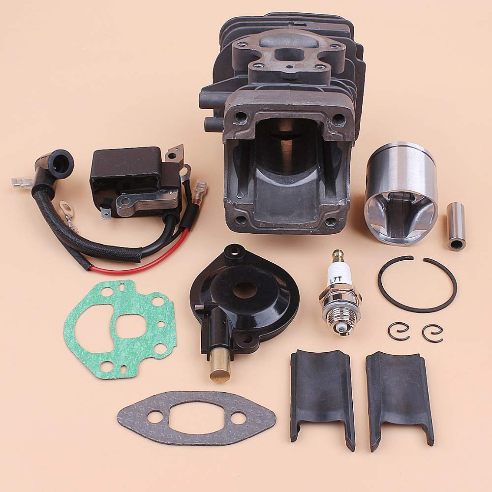 Tiempo Beixi 39mm Cilindro Pistón Bobina de Encendido Kit de Bomba de Aceite Compatible con Husqvarna Reconstruir 236 240 235 Motosierra Motor de Piezas de Repuesto # 545 05 04 17