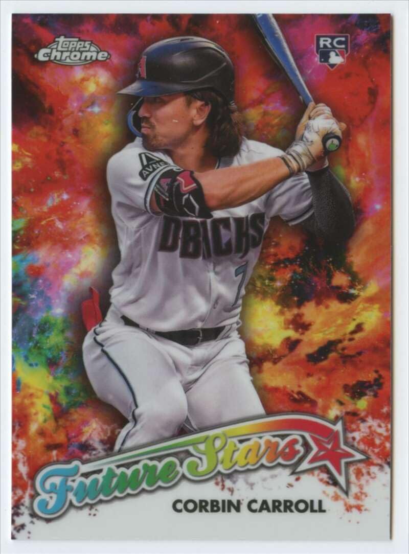 2023 Topps Chrome Update Series Baseball Future Stars Refractor #FSU-10 Corbin Carroll Arizona Diamondbacks RC Rookie Official MLB Trading Card (Stock Photo shown, Card in Near Mint to Mint Condition)