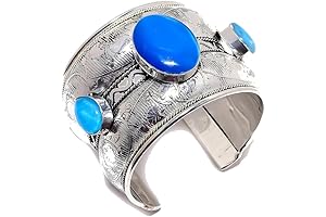 Elegant Blue Chalcedony, Triplet Opal Multi-Stone Cuff Bracelet for Women