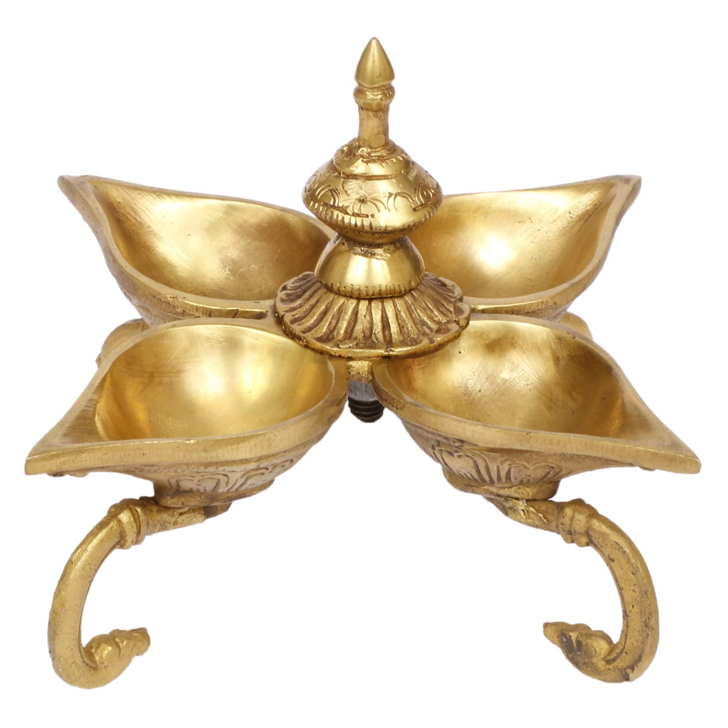ARTVARKO Brass Ethnic Traditional Oil Lamp Arti Deepam Burner Aarti Deepak Pooja Akhand Diya for Puja Room Oil Lamp Home Mandir Temple Decoration Item Gold Color 8 Inch