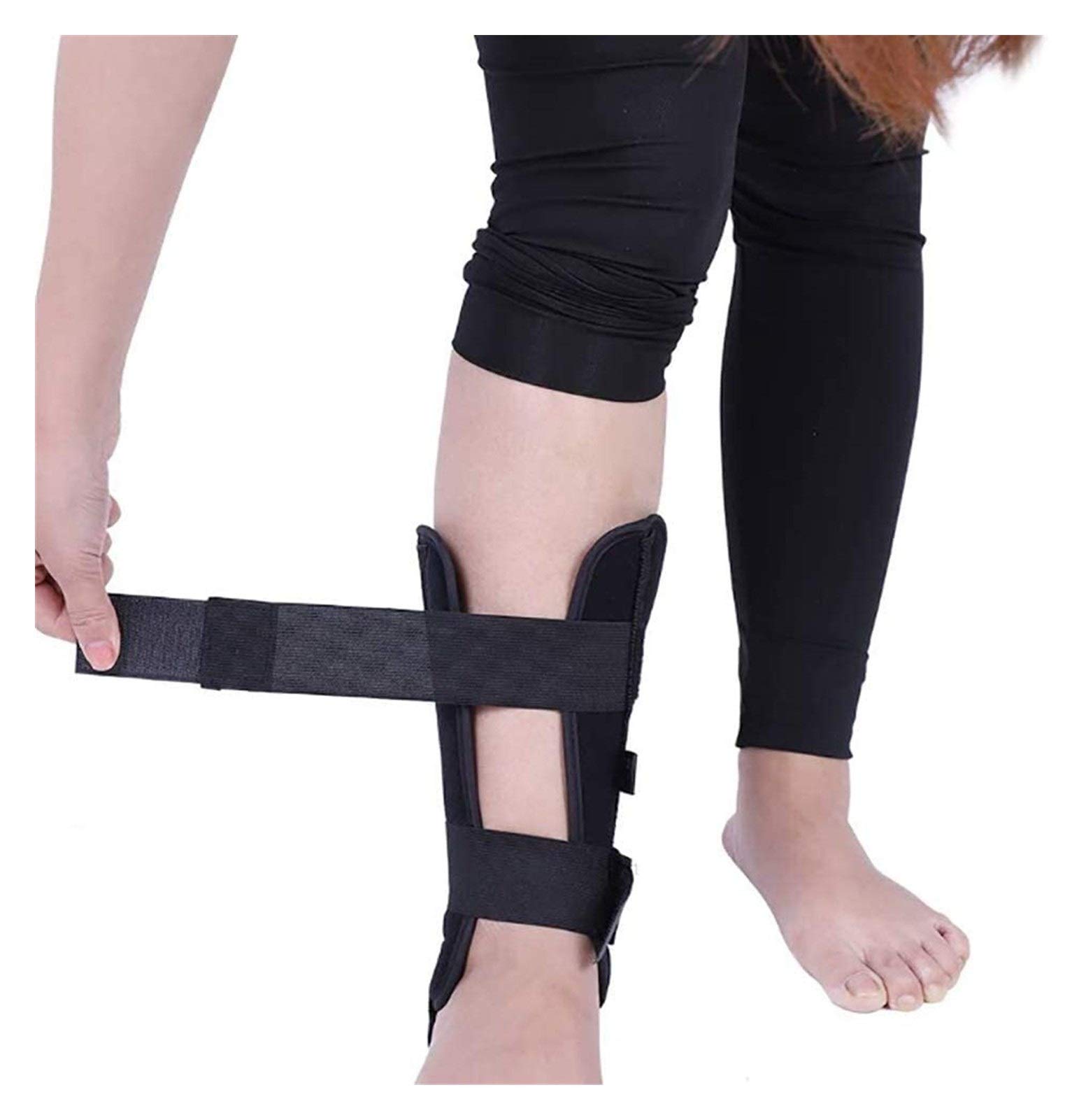 Órtesis ajustable para pie caído, vendaje para tobillo, alivio del dolor de fascitis plantar, varillas estabilizadoras, férula nocturna ortopédica para el tratamiento de la fascitis plantar (Negro L