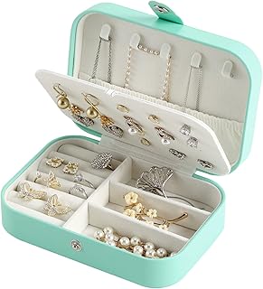 CASEGRACE Small Jewelry Box For Women Travel Jewelry Organizer Double Layer for Necklace Earring Rings Jewelry Holder Case