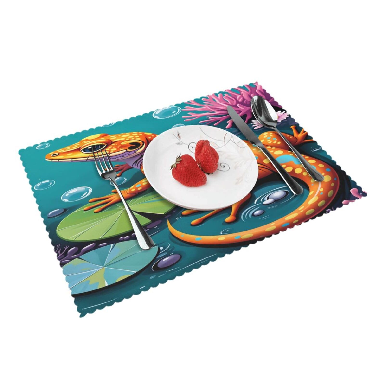 Colorful Lizard Placemats Set of 4 Print Table Mats Place Mats Table Decor for Kitchen Dining 12X18 in