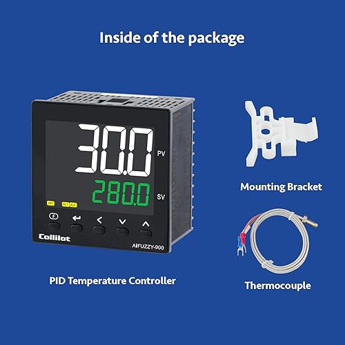 Miniatura 2 de Controlador de temperatura PID, voltaje Coiliiot AC100-240V, pantalla LCD, salida dual de relé y SSR, salida de alarma doble, termostato PID con